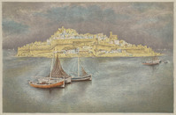 KG 09569
<br/>
Gezicht op een eiland in de Middelandse zee
<br/>
<em>Schuhmacher, Wijtze Gerrit Carel ('Wim') (1894-1986)</em>
